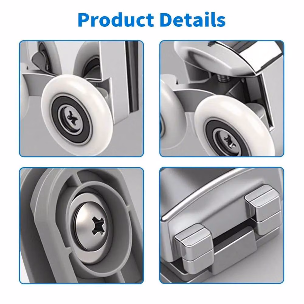 VOGREX 4-Piece Curved Shower Roller Replacement Set in Silver – 5