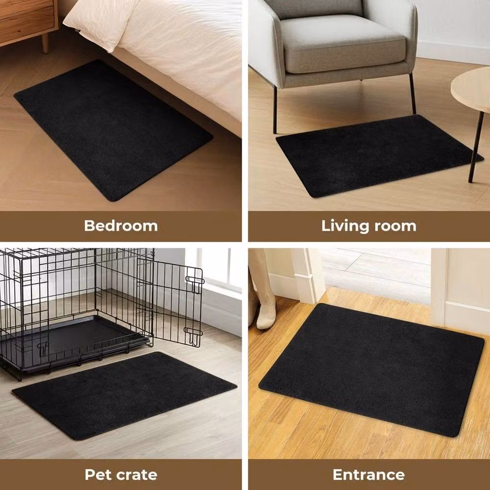 KORVIXA Non-Slip Round Indoor Door Mat in Black, Diameter: 100 cm – 2