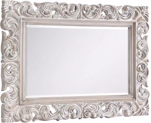Cheshire Noiré Antique Distressed White Rectangular Wall Mirror