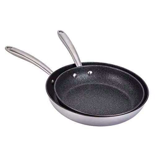 Prestige Scratch Guard Non Stick Stainless Steel Frying Pan Set of 2, Silver – 2