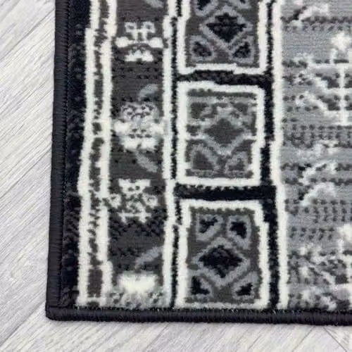 runrug Mayan Hallway Runner Rug in Dark Grey, W: 60 cm, L: 330 cm – 4