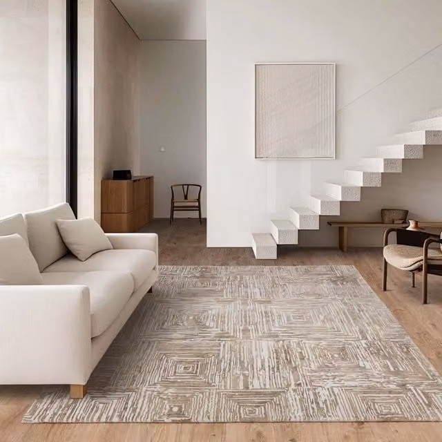 The Rug Shop UK Beige Modern Striped Machine Woven Area Rug W: 200 cm, D: 290 cm