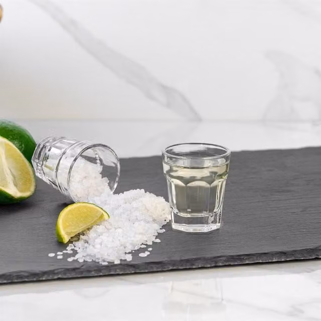 LAV Pack of 6 Transparent Yellow Shot Glasses, 45 ml