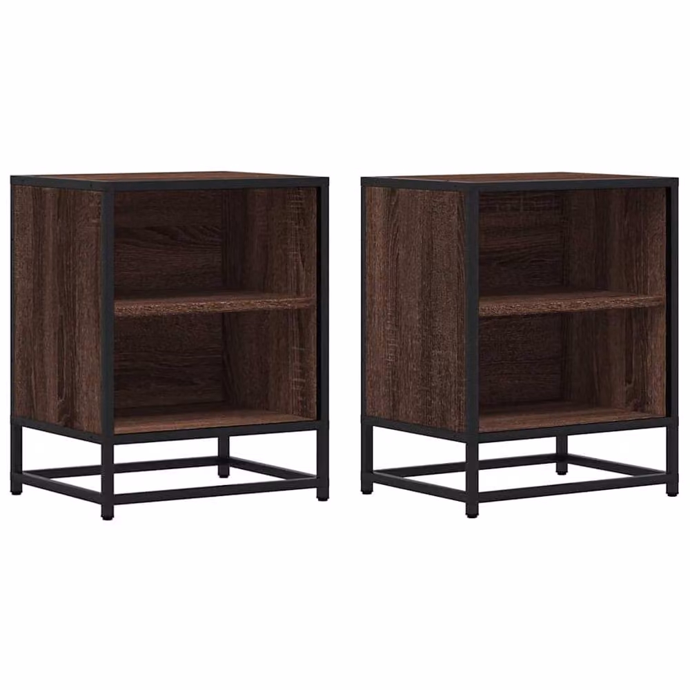 Berkfield Home Elegant Bedside Cabinets, 2 Piece Set in Brown Oak, W: 40 cm, D: 31 cm, H: 50 cm – 2