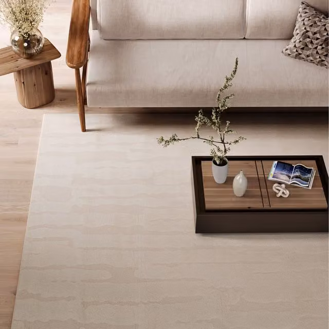 The Rug House Minimalist Hand Tufted Rectangular Area Rug in Beige, W: 240 cm, D: 330 cm