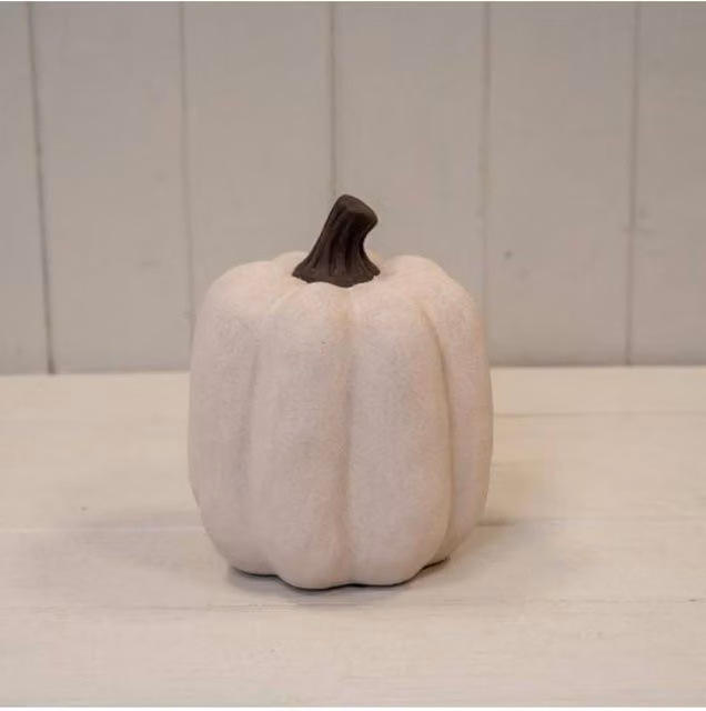 KDMD Modern White Ceramic Pumpkin Tabletop Ornament
