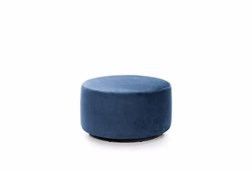 Abakus Direct Solero Velvet Swivel Footstool, Blue, Diameter: 73 cm, Height: 40 cm