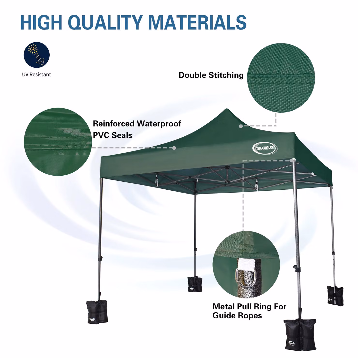 MCC Direct Maximus Heavy Duty Pop Up Gazebo with Removable Sides, Green – 4