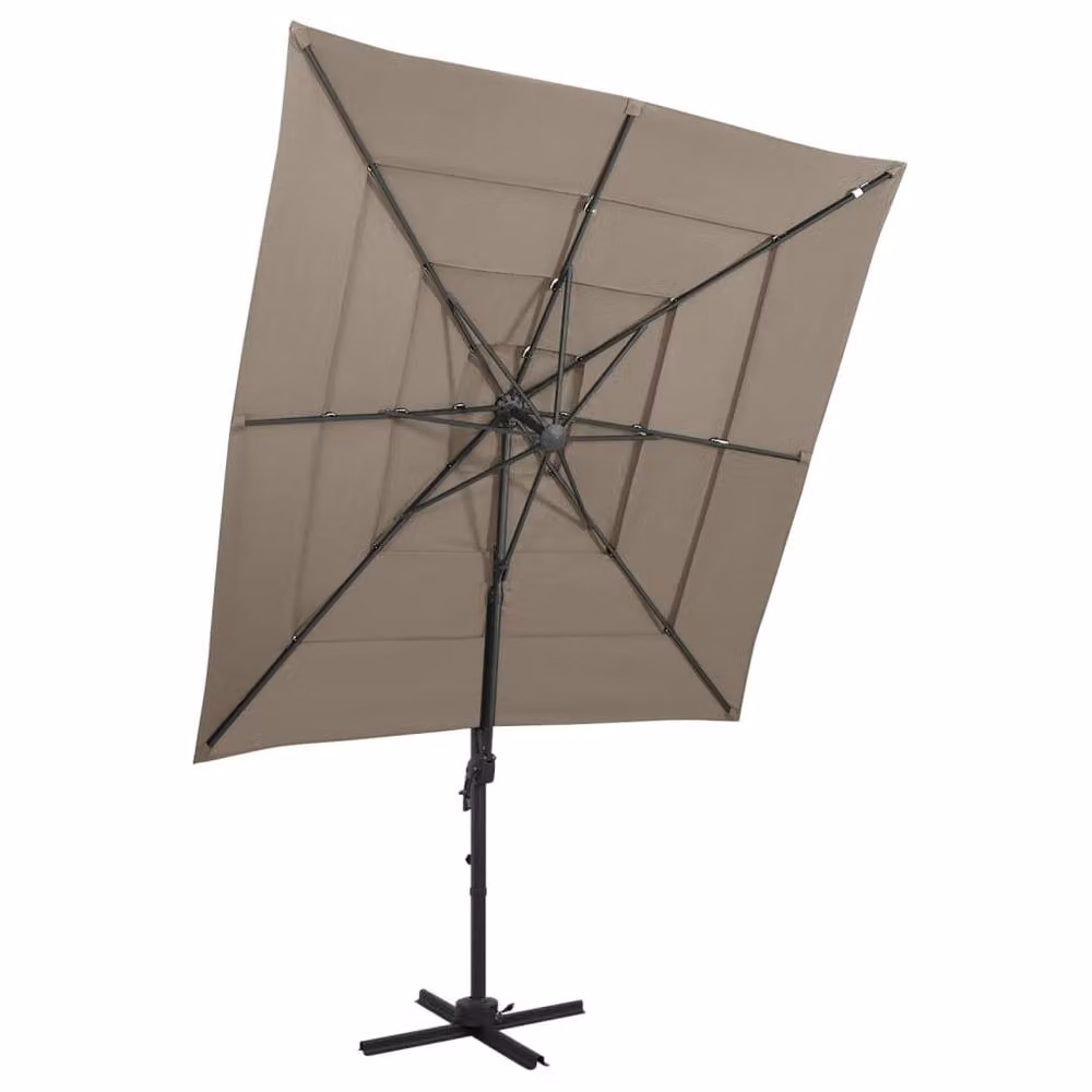 Berkfield Home 4-Tier Parasol with Aluminium Pole in Beige, W/D: 250 x 250 cm – 2