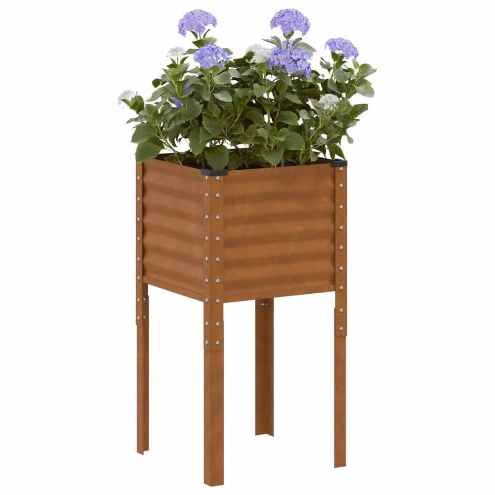 Berkfield Home Brown Weathering Steel Garden Planter Tub, W/D/H: 45 x 45 x 88 cm – 2