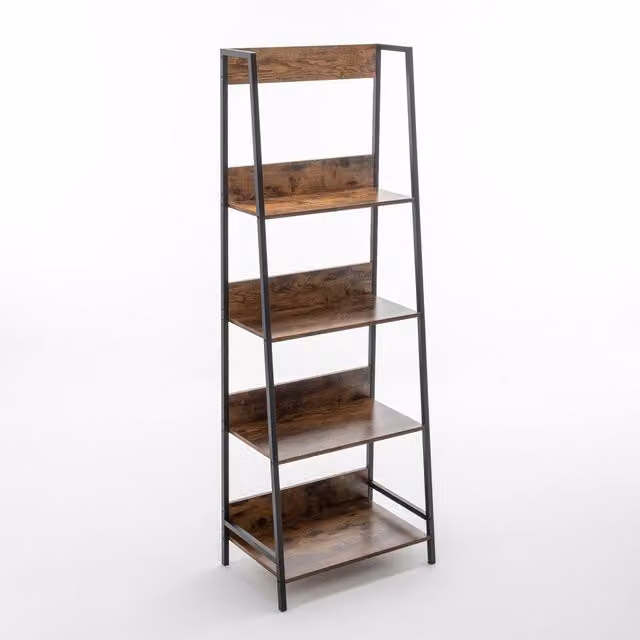 WestWood Modern Brown Ladder Bookcase with 4 Open Shelves