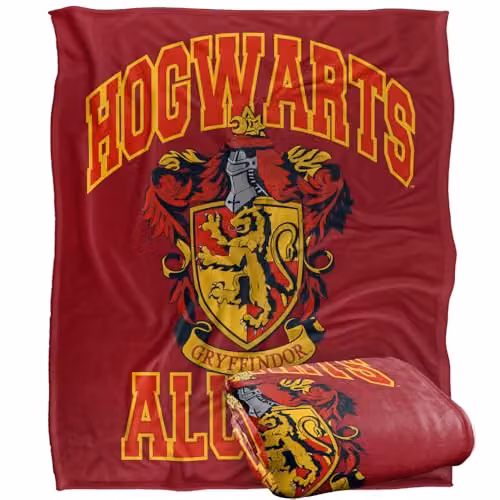Warner Bros. Harry Potter Hogwarts Gryffindor Alumni Super Soft Fleece Throw Blanket, Red/Multicolour, W: 127 cm x D: 152.4 cm