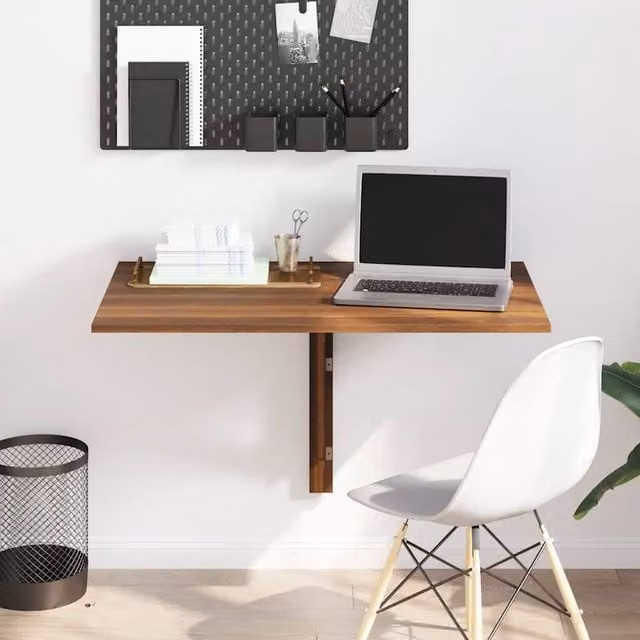 Berkfield Home Durable Folding Wall Table in Brown Oak, W/D/H: 100 x 60 x 56 cm – 1