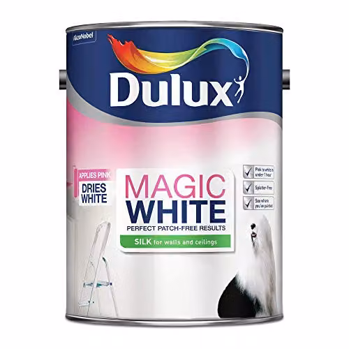 Dulux Magic White Silk Emulsion Paint for Walls and Ceilings, White, 5 l – 2