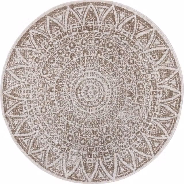 THE RUGS Lilja Vintage Round Indoor Outdoor Reversible Rug in Natural, Diameter: 200 cm – 1