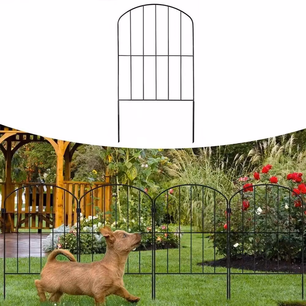 FLAVORA Black Metal Effect Lawn Border Edge Fence, Pack of 10, W: 100 cm, H: 15 cm – 3