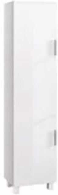 EONLION Modern White Glossy Tall Storage Cabinet with Hinged Double Doors and Internal Shelves