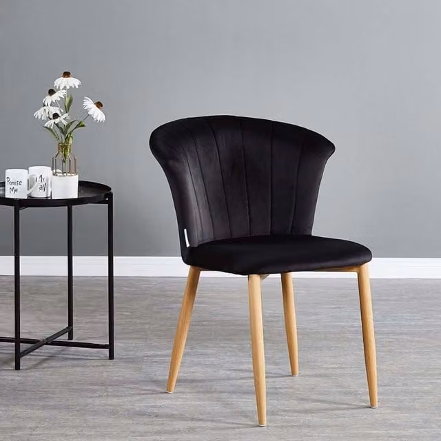 Life Interiors Elsa Set of 2 Velvet Upholstered Dining Chairs in Black