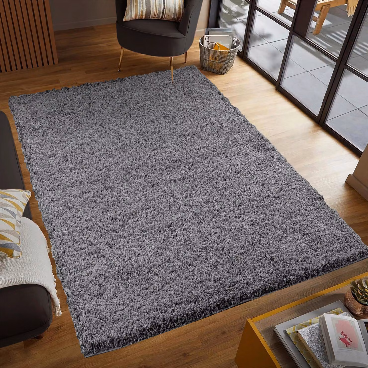 Smart Living Dark Grey Shaggy Area Rug with 5cm Pile, W: 60 cm, D: 110 cm – 2