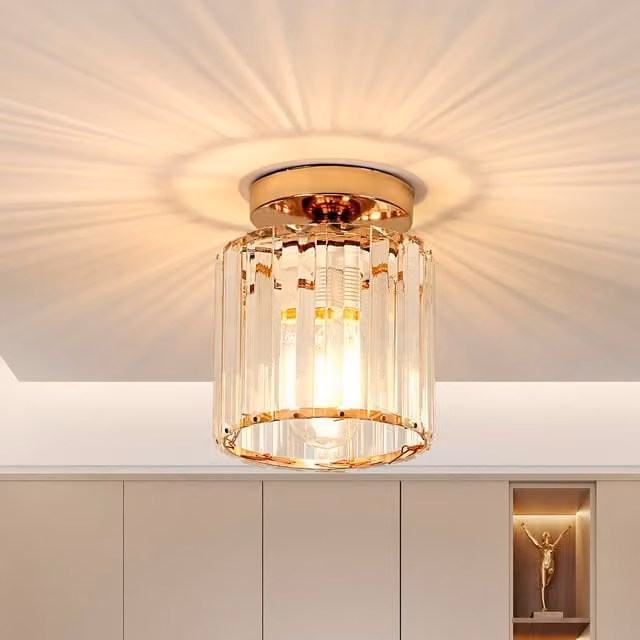 COMELY Modern Crystal LED Ceiling Light in Gold/Brass – 1