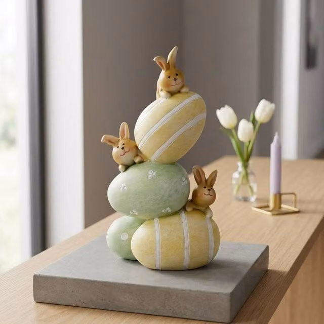 Garden Greatness Multicolour Ceramic Easter Egg and Bunny Tabletop Ornament