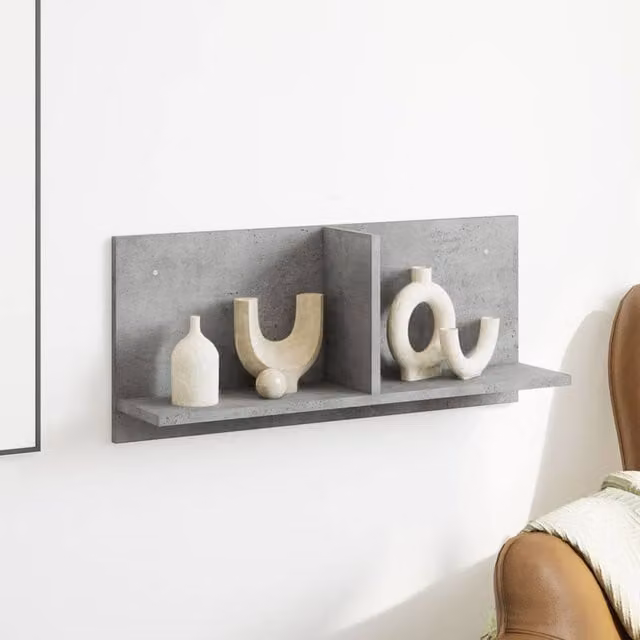 Berkfield Home Wall Mounted Cabinet in Concrete Grey, W: 70 cm, D: 16.5 cm, H: 30 cm