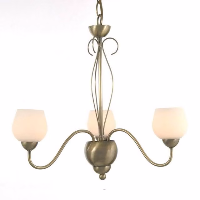 Netlighting Klara 3-Light Pendant Lamp in Antique Brass and Bronze with Glass Shades and G9 Bulbs