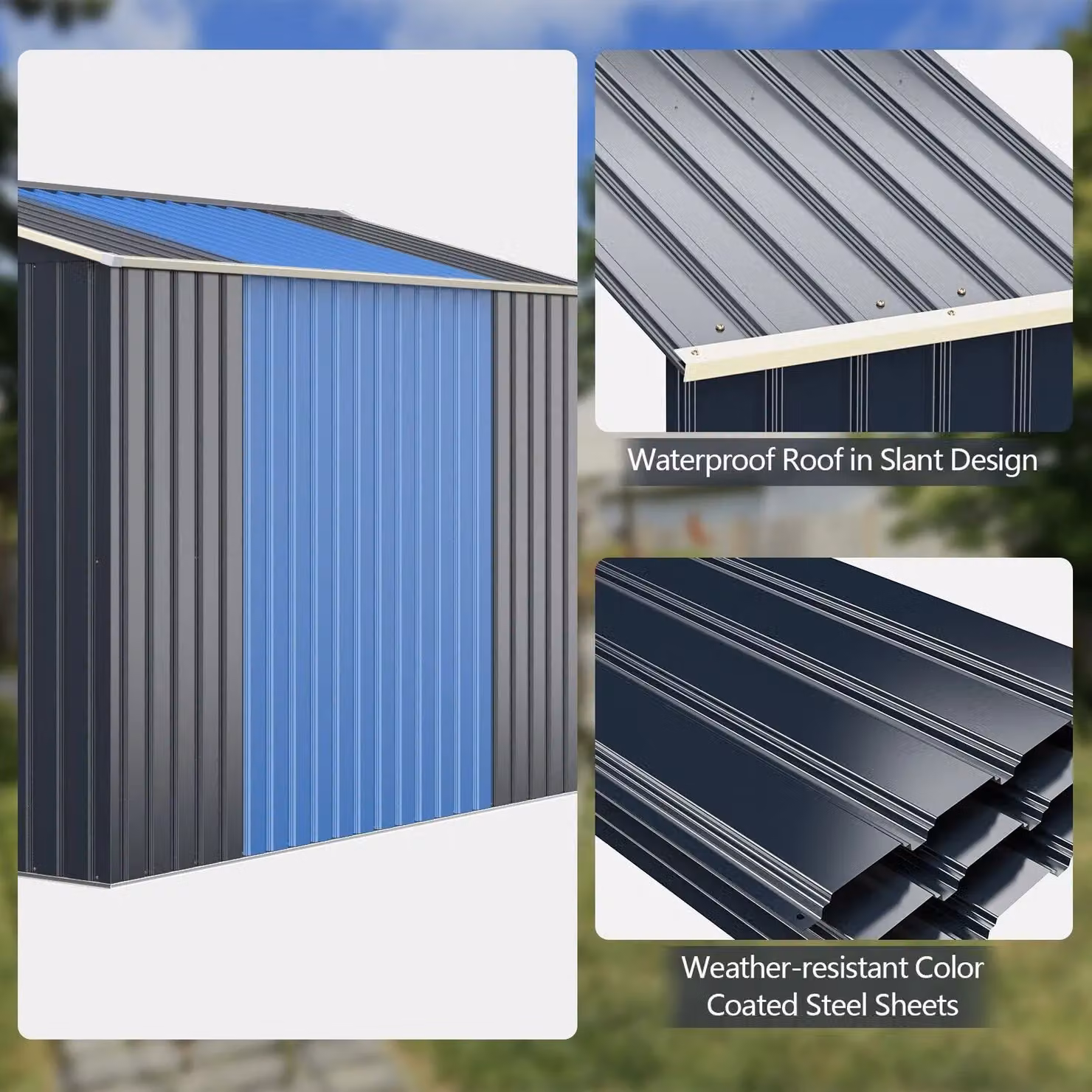 Costway Outdoor Storage Shed Extension Kit in Grey for 203 cm Shed Width – 5
