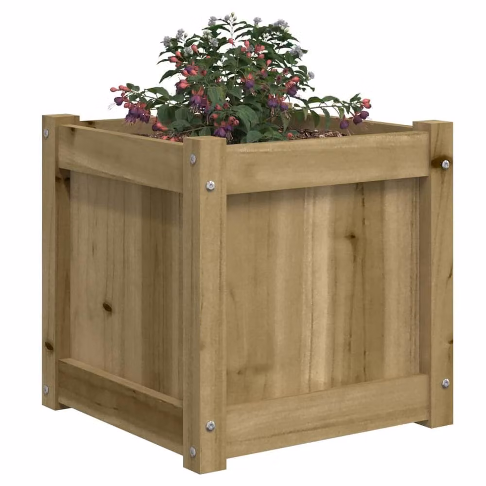 Berkfield Home Garden Impregnated Pine Wood Planter Tub Set of 2 in Brown – 3