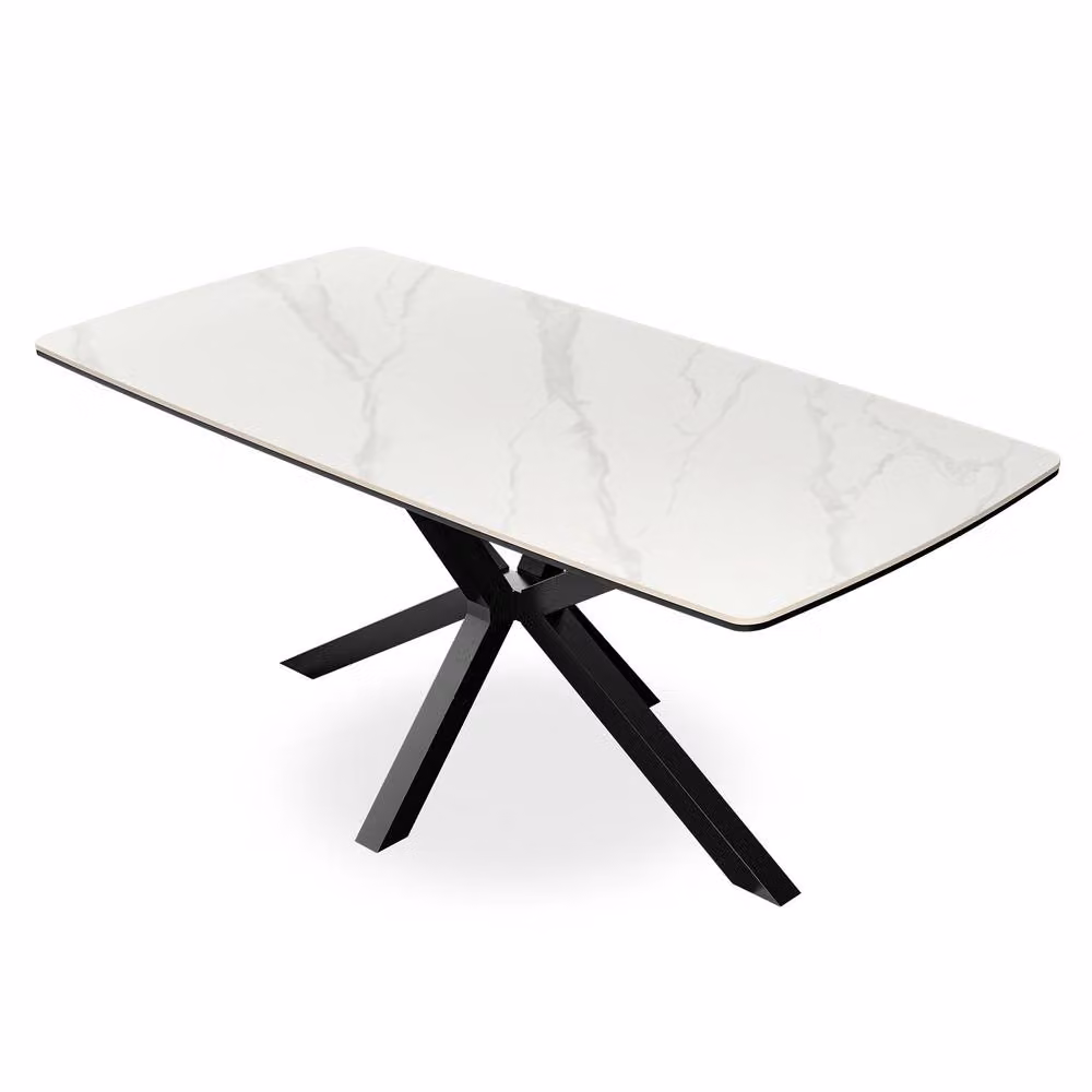 More4Homes Juno White Marble Ceramic Rectangular Dining Table and 8 Nova Black Velvet Chairs – 2