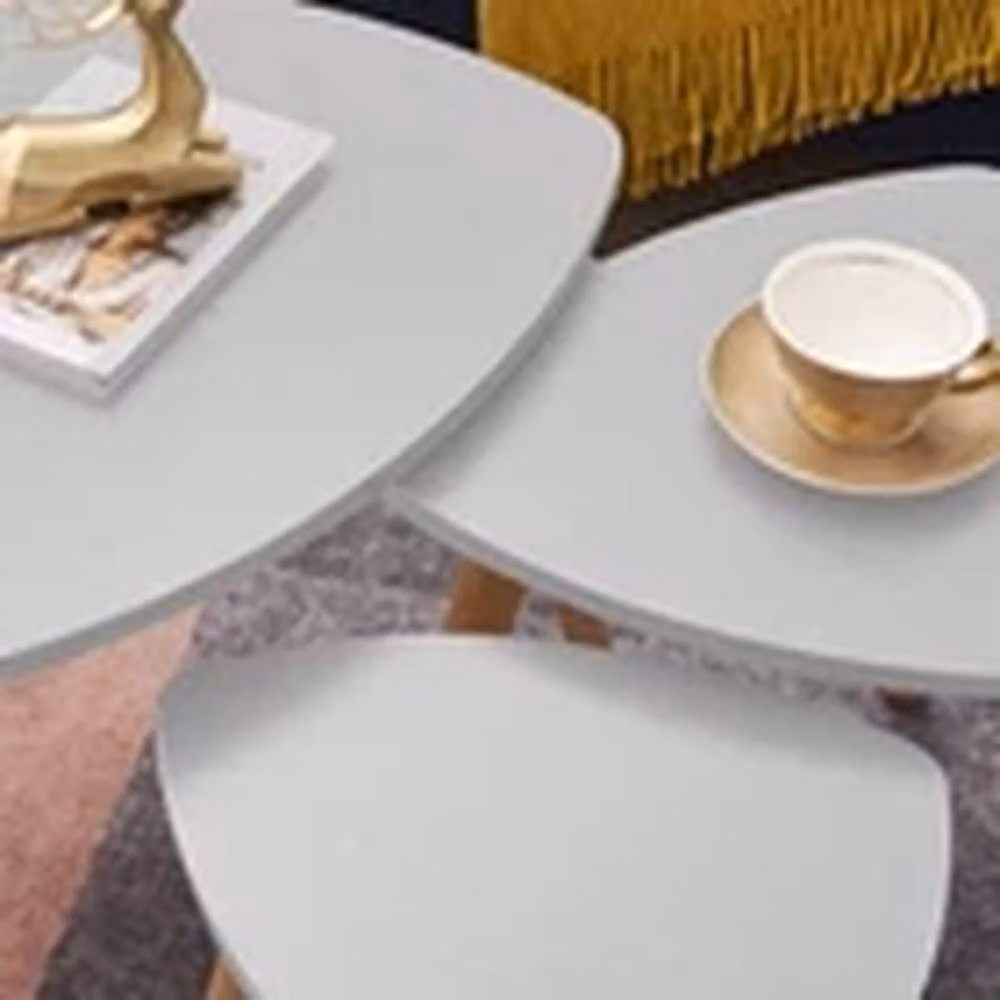 EONLION Modern Nest of 3 Round Coffee Tables in Grey – 3
