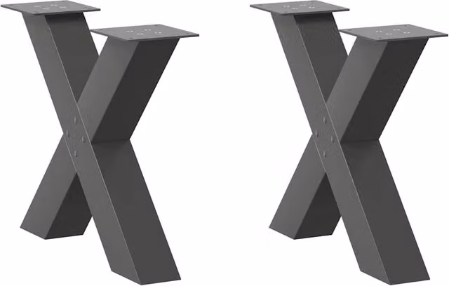 Berkfield Home X-Shaped Coffee Table Legs, 2 Pieces, Anthracite Black Steel, H 50 cm – 1