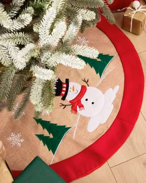 Dibor Traditional Red Snowman Christmas Tree Skirt, Diameter: 86 cm – 1