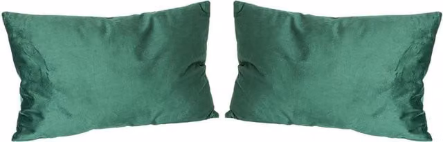 Nicola Spring Pack of 2 Green Rectangular Velvet Cushions, W: 60 cm, H: 40 cm