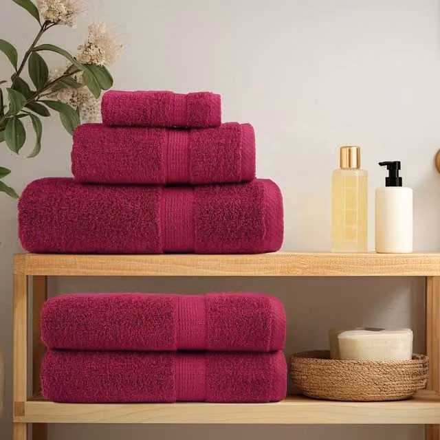 Berkfield Home SOLUND Premium Cotton Soap Towels, 2 Pack, Bordeaux Red, W/D/H: 30 x 30 x 30 cm, 600gsm – 1