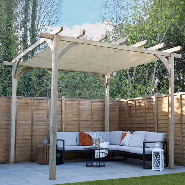 Forest Garden Ultima Pergola with Canopy Kit in Cream
