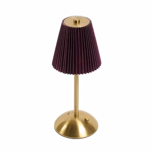 OHS Rechargeable LED Cordless Table Lamp with Touch Control in Burgundy and Gold/Brass – 1