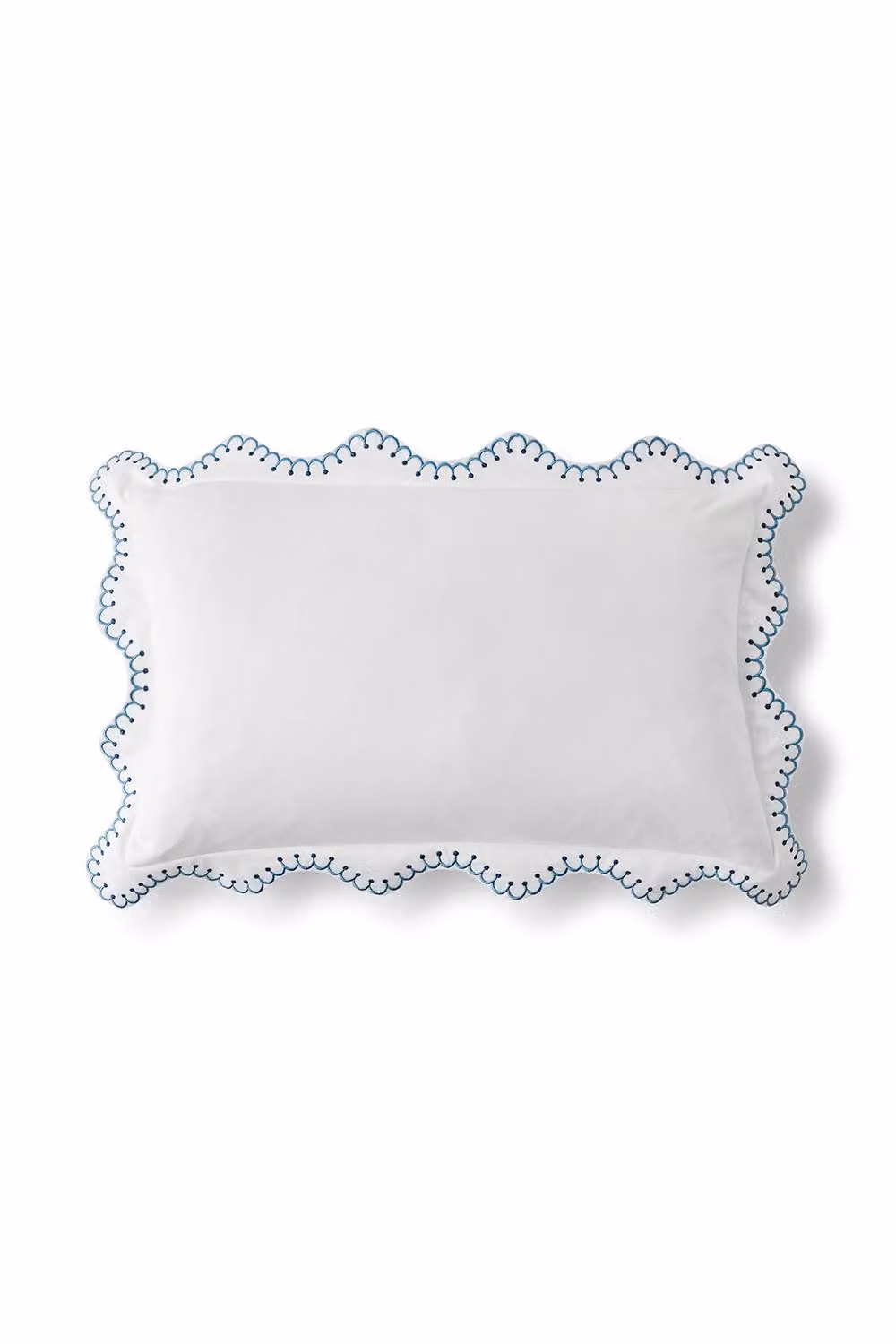 Christy Lucerne Scallop Luxury Cotton Sateen Boudoir Cushion in Blue and White, W/D/H: 50 x 30 x 30 cm – 2