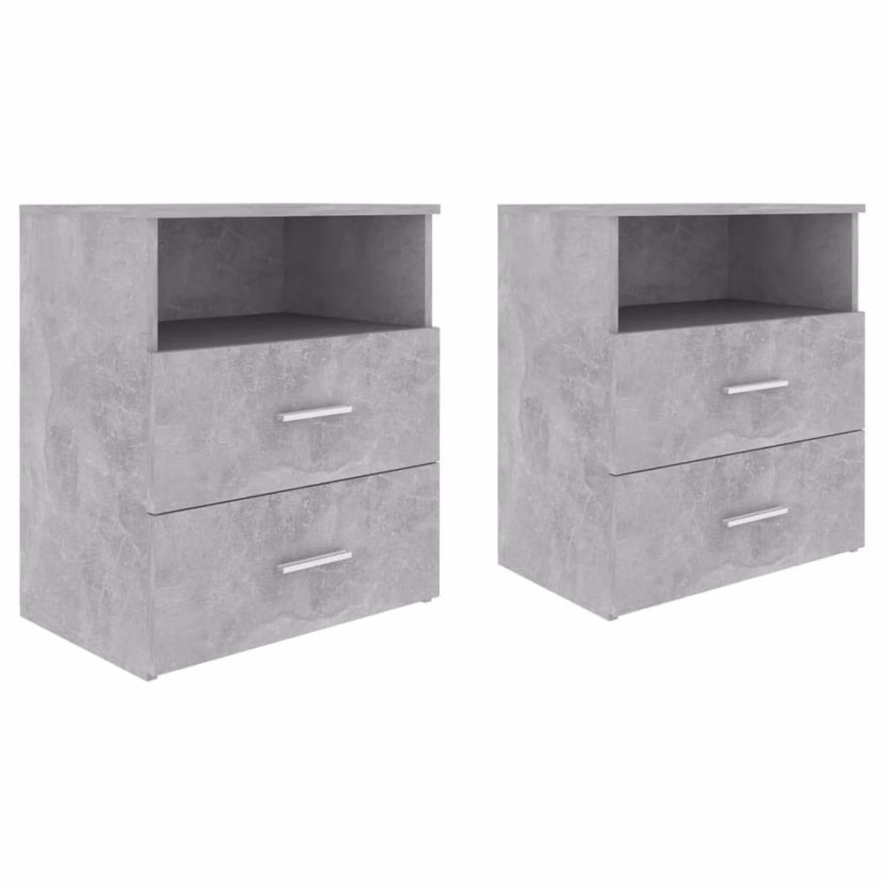 Berkfield Home Modern Bed Cabinets, 2 Piece, Concrete Grey, W: 50 cm, D: 32 cm, H: 60 cm – 2