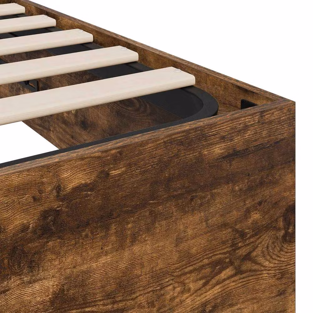 Berkfield Home Smoked Oak Ottoman Bed Frame, Brown, W/D/H: 160 x 200 x 25 cm – 3