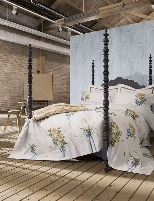 Sanderson Cupids Beau Floral Cotton Bedset, Multicolour and White, 180 x 200 cm