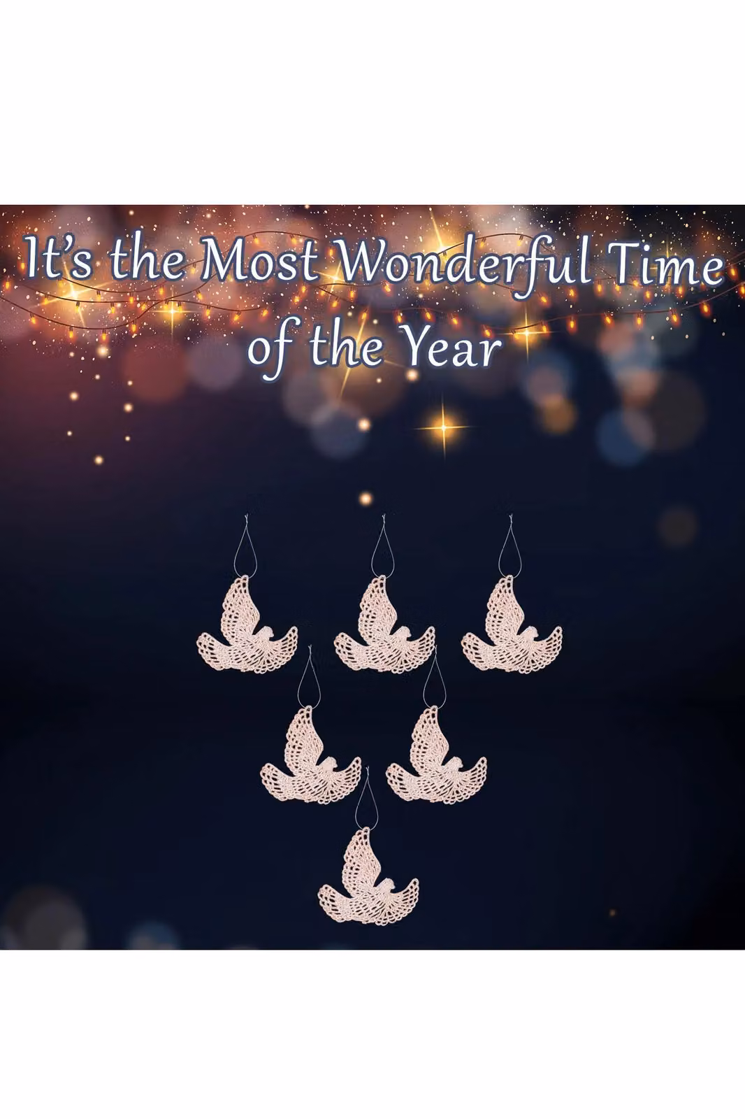 VFM e-Store Rose Gold Glitter Hanging Dove Christmas Tree Ornaments, Pack of 6, W/D/H: 20 x 11.5 x 2 cm – 2