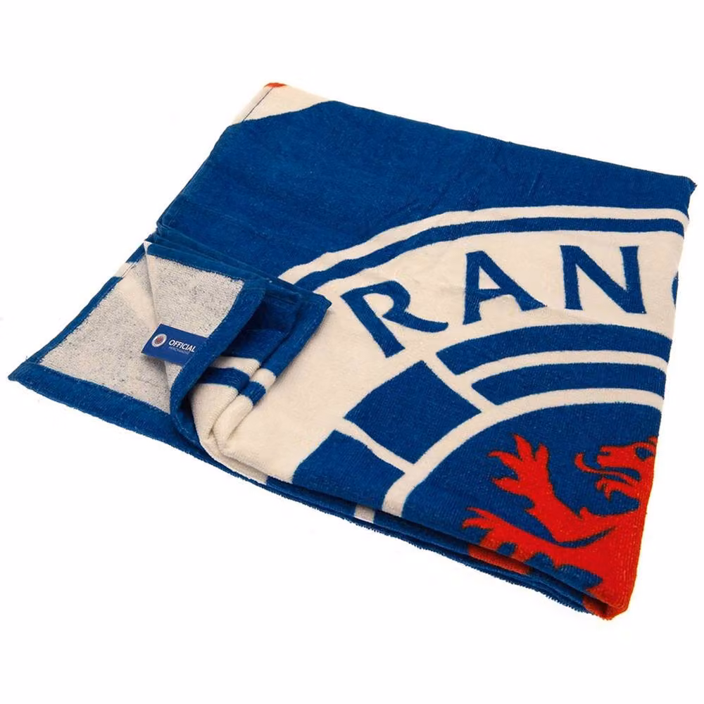 Rangers FC Crest Fluffy Cotton Terry Velour Beach Towel in Blue – 2