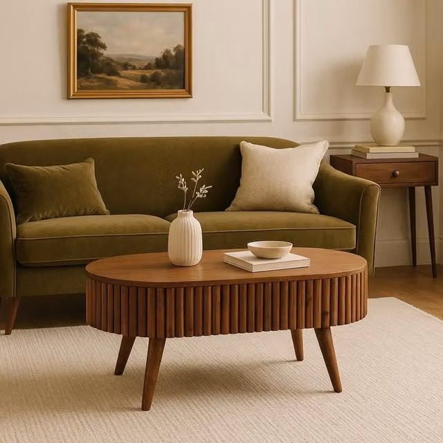 Artisan Furniture Mango Wood Oval Coffee Table in Brown