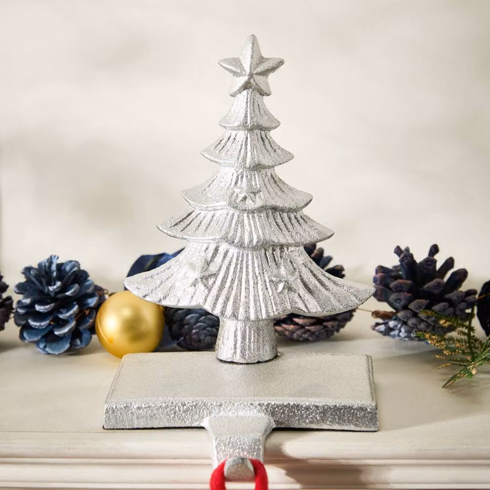 Dibor Silver Cast Iron Star Decorative Christmas Stocking Holder – 3