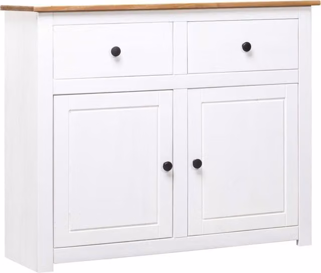 Berkfield Home Panama Range White Solid Pinewood Sideboard W/D/H: 93 x 40 x 80 cm