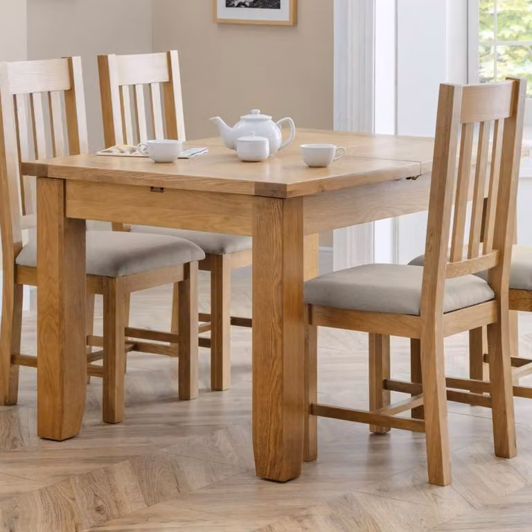 Cheshire Ashbourne Extendable Rectangular Dining Table in Brown Oak Wood, W/D/H: 180 x 90 x 78.5 cm
