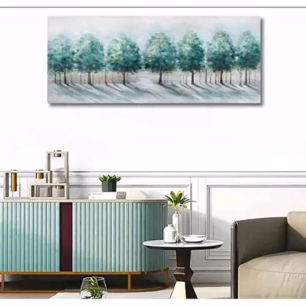 SPETLEK Green Abstract Modern Canvas Wall Art, W: 120 cm, H: 50 cm – 2