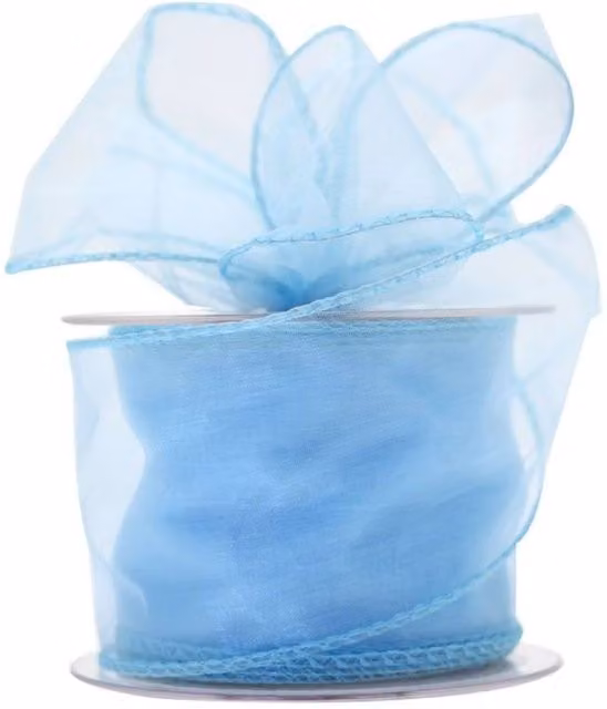 KDMD Baby Blue Wired Chiffon Ribbon 2 Pack, Width: 70 mm, Length: 20 m per roll