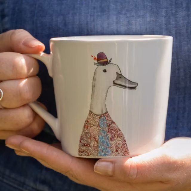 Mikasa Tipperleyhill Bone China Duck Print Mug, White, 380ml